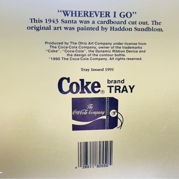 Coca-Cola Tray “Wherever I Go” | 1990 Repro of 1943 Santa | Sundblom Art | Vtg - Picture 7 of 11